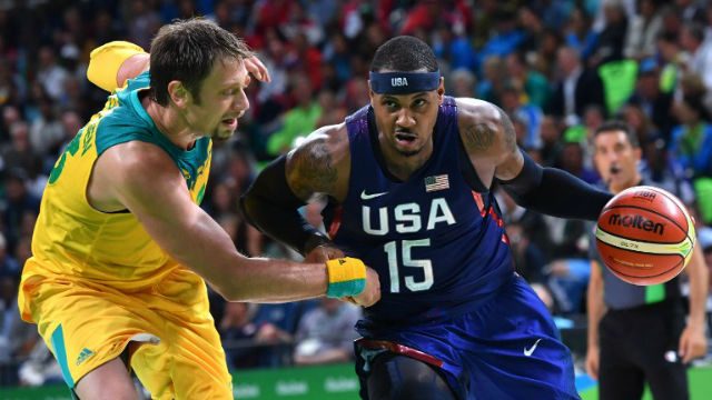 Team USA threatened but Carmelo Anthony powers NBA stars past Aussies