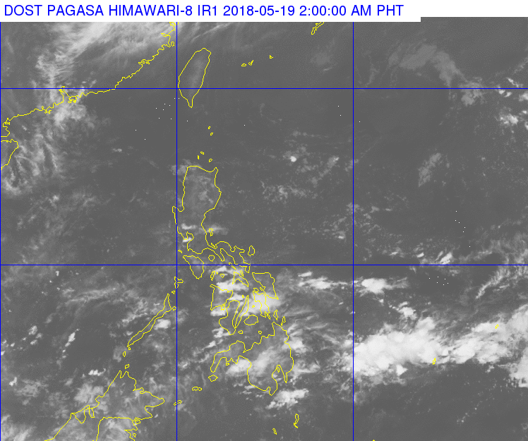 Isolated rain across Philippines on May 20