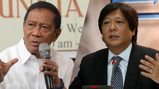 MOVING ON? Vice President Jejomar Binay explains his preference for Senator Bongbong Marcos as his running mate by saying, 'Let's move on.' File photo 