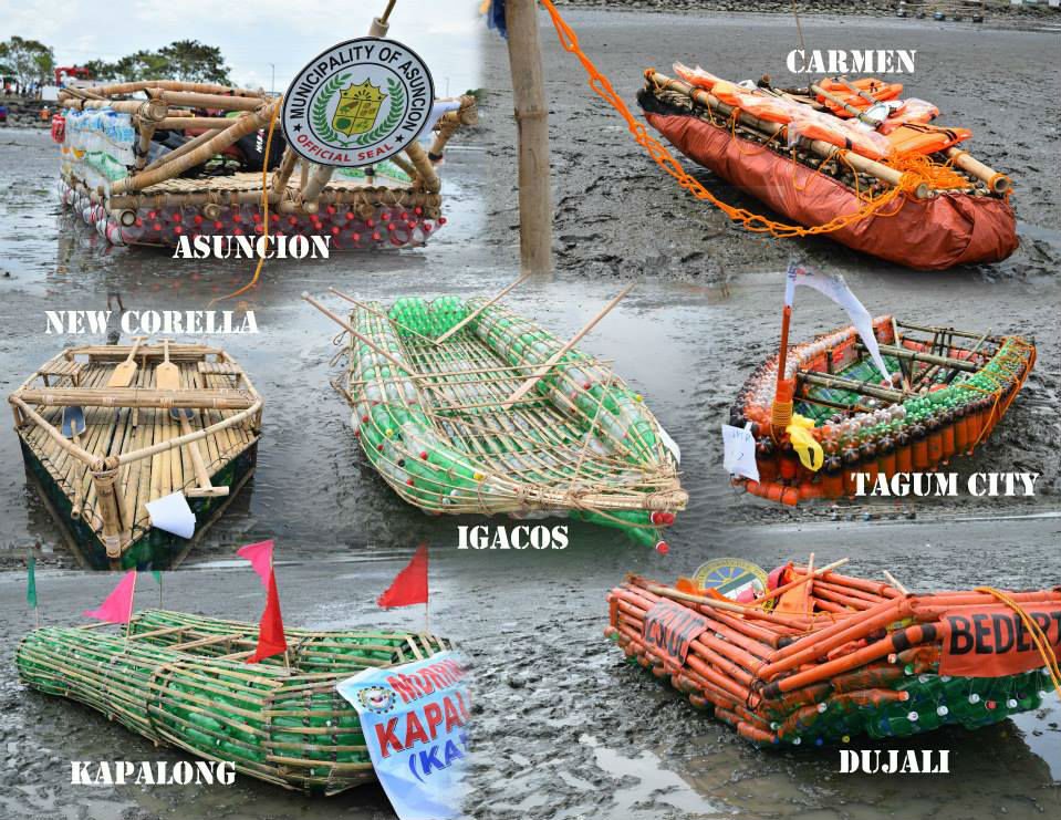 The different lifeboat designs created by Davao del Norte's municipalities. Photo courtesy of Davao del Norte's PDRRMC. 