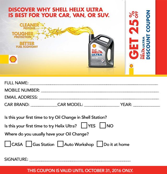 Dapatkan diskon 25% untuk Shell Helix Ultra