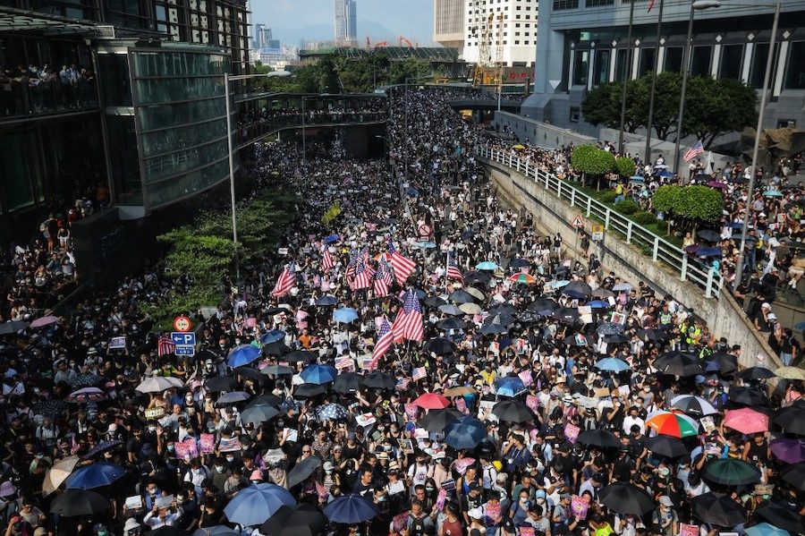 Hong Kong protesters take message to U.S. consulate