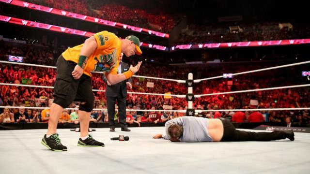 John Cena slams Daily Show host Jon Stewart in wrestling match