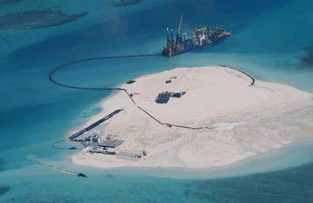 CHINA’S RECLAMATION. The Philippines releases this photo in May of China’s alleged reclamation in Johnson South Reef in the South China Sea, warning it may be building an airstrip. Photo courtesy of the Department of Foreign Affairs 