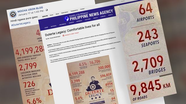 CONTEXT: Number of airports, seaports, bridges, roads in ‘Duterte legacy’ graphic