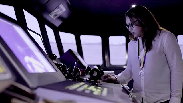 IN CONTROL. Jasmin at a simulator. Screengrab from Globe's Youtube page  