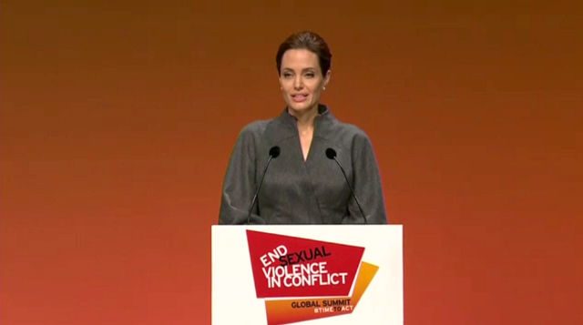 JOLIE. Actress Angelina Jolie at the End Sexual Violence in Conflict summit.