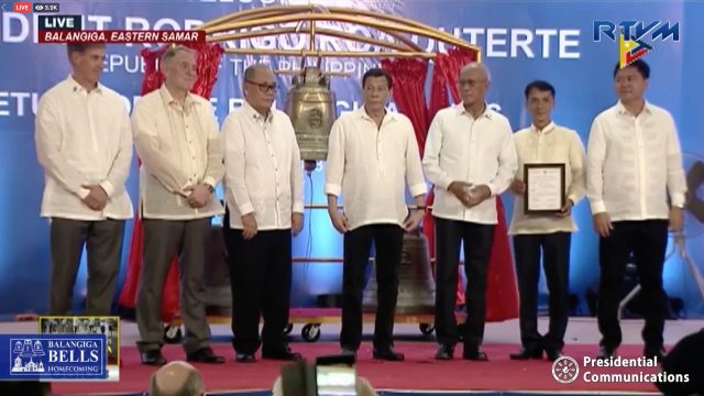 Duterte thanks Americans for returning Balangiga Bells
