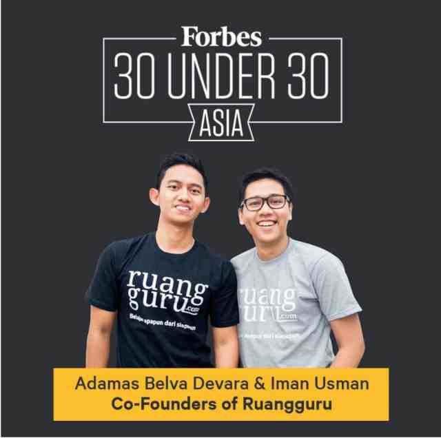 Pendiri Ruang Guru masuk daftar Majalah Forbes ’30 under 30′