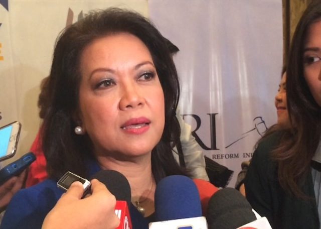 JUDICIARY. Chief Justice Maria Lourdes Sereno speaks to the media after delivering a keynote speech on investing in judicial reform in Makati on March 26, 2015. Photo by Rappler  
