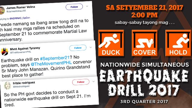 Netizens ask: Why hold quake drill on martial law anniversary?