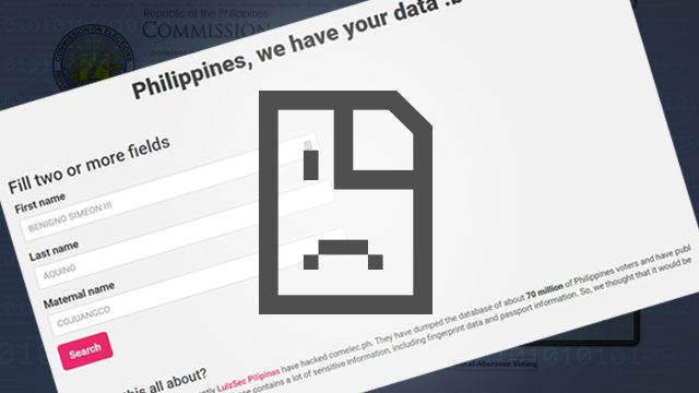 Searchable website of leaked Comelec data taken down