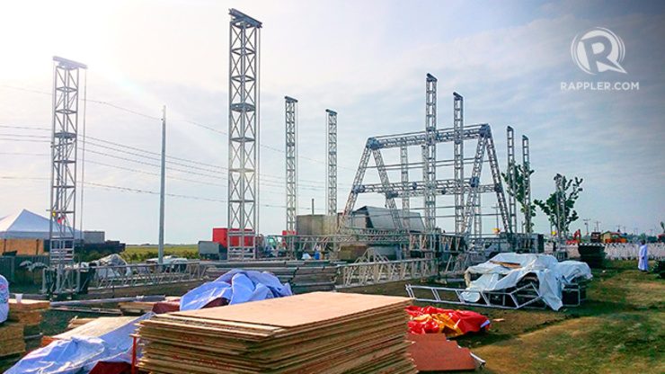 PAPAL STAGE. On this makeshift stage that is being constructed at the Tacloban airport, Pope Francis will lead a mass that is expected to be attended by about 160,000 people