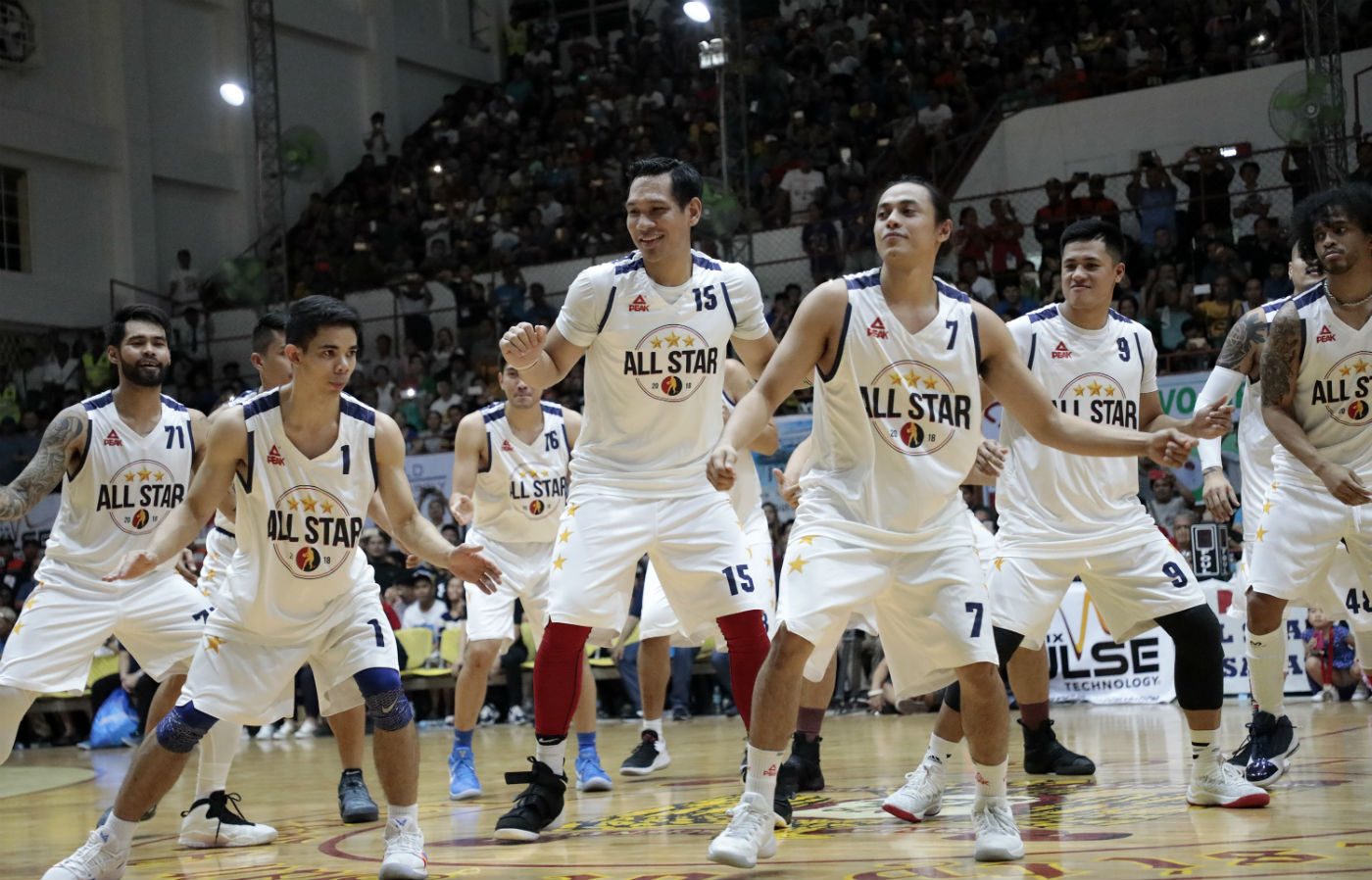 STILL HAVING FUN. The Visayas All-Stars are the only team to be beaten by Gilas Pilipinas in the dance showdown of the 3-leg All-Star Week. Photo by PBA Images  