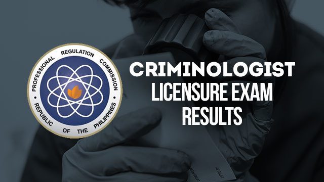 RESULTS: December 2018 Criminologist Licensure Exam