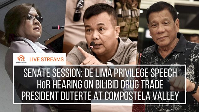 LIVESTREAMS: Senate session, House hearing, President Duterte