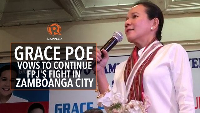 Grace Poe vows to continue FPJ’s fight in Zamboanga City
