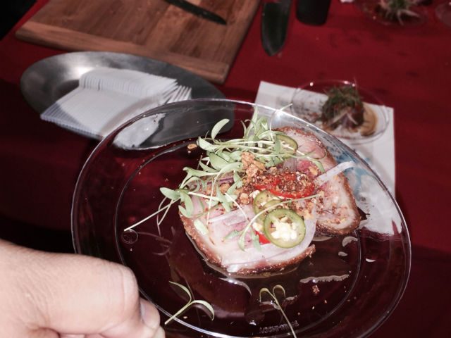 DELECTABLE. Nobu's Chef Ricky Estrellado prepares crispy braised pork shank with calamansi amponsu 