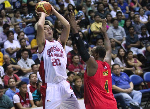 Slaughter says that Dorian Pena (R) has been the roughest opposing player to compete against so far. Photo by Nuki Sabio/PBA Images
