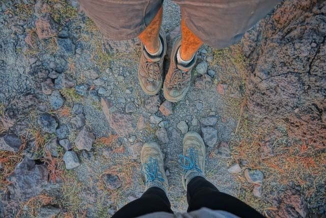 ON TOP OF A VOLCANO. Keeping our feet grounded during an overnight hike. Photo taken by Camille Villaflor 