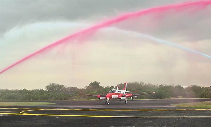 WATCH: Water cannon salute for TC-90 patrol planes