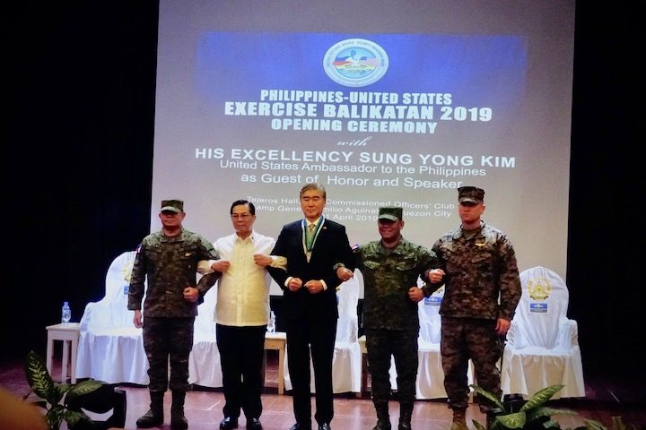 OPENING. Balikatan 2019 opens with US Ambassador to the Philippines Sung Kim. Photo by Rambo Talabong/Rappler 