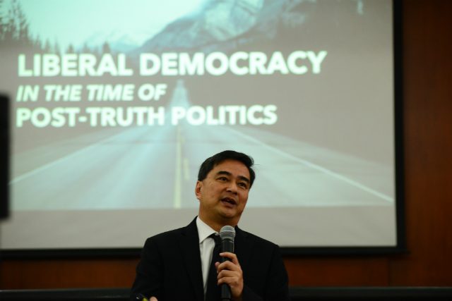 Killings won’t solve drug problem, ex-Thai PM Abhisit says