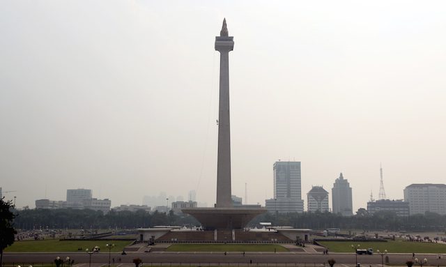 Ikon kota Jakarta, Monumen Nasional (Monas), di Jakarta Pusat. Foto oleh EPA 