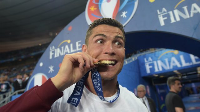 Ronaldo's tears turned to joy after his country won its first ever European championship. Photo by Georgi Licovski/EPA 