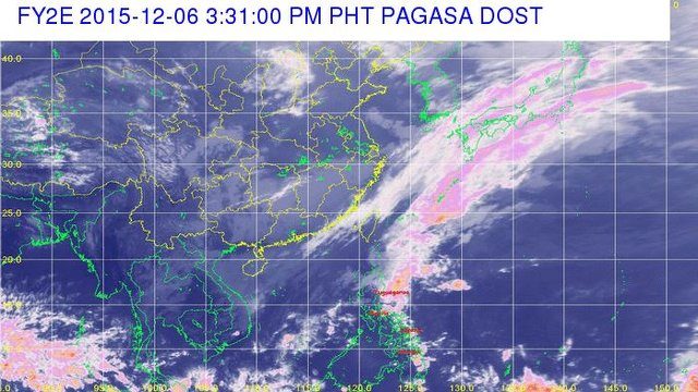 Cloudy with light rains in PH on Monday