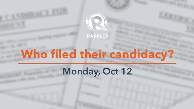 WATCH: Who filed their candidacy (October 12, 2015)