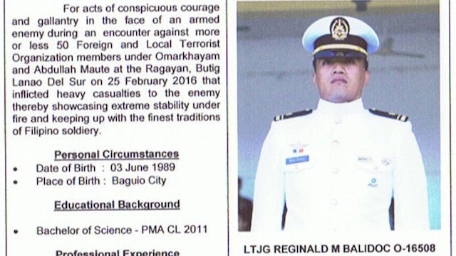 Combat award for Navy officer who fought Maute Group