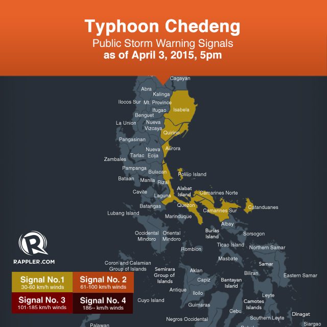 7 provinces under storm signal as Chedeng nears