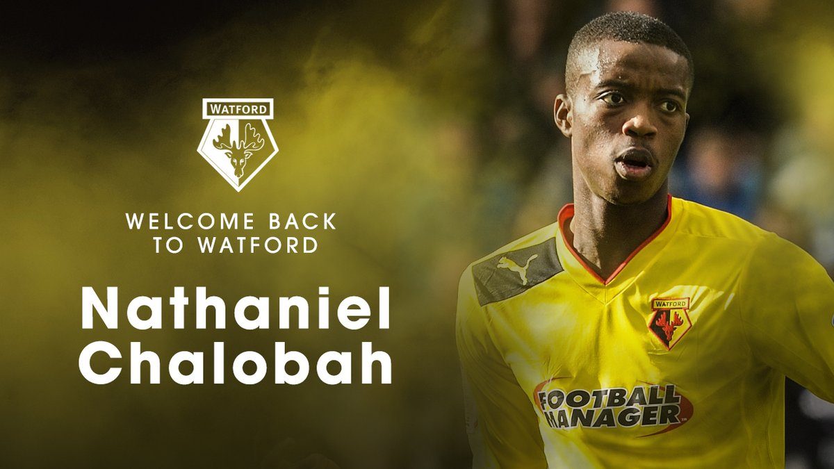 Nathaniel Chalobah kembali bergabung dengan Watford. Foto dari Twitter/@WatfordFC 