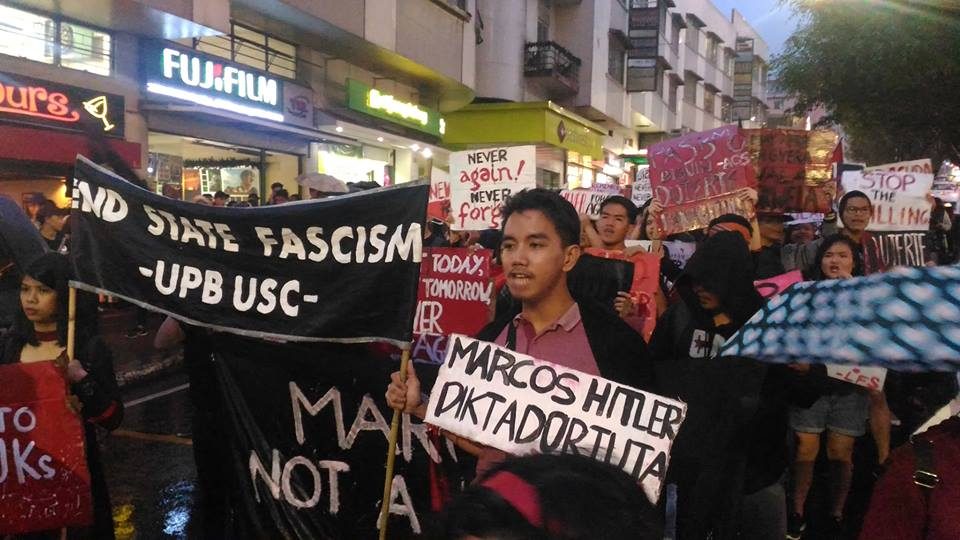 SESSION ROAD. Students from the University of the Philippines Baguio bring their protest to Session Road. Their message is clear: Never again to Martial Law. Photo by Gelo Medina 