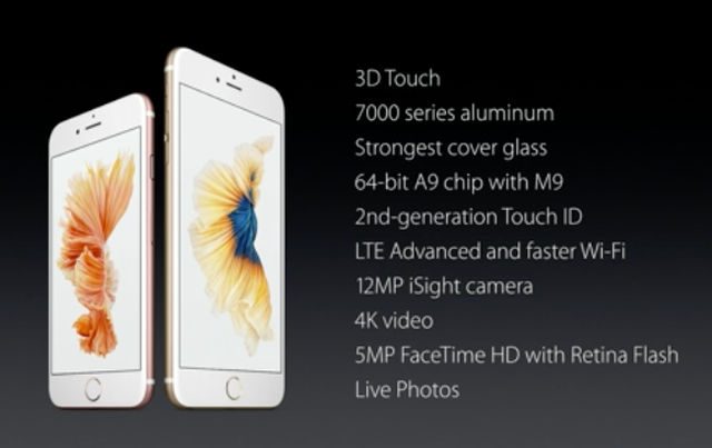 IPHONE 6S LINE FEATURES. Screen shot from Apple Livestream 