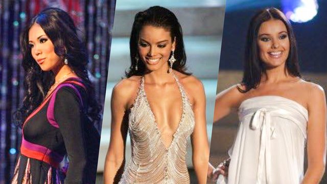 Parade para kontestan yang tampil di final 'Miss Universe' dengan mengenakan gaun malam yang tak biasa dan berbeda. Foto oleh AFP. 
