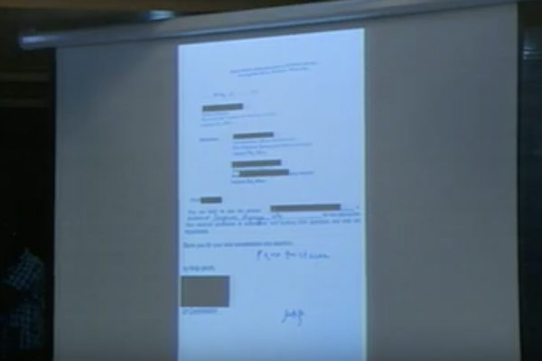REFERRAL. Senator Bong Go said this is an alleged copy of the referral letter from Lagman's office. Screengrab from Senate stream 