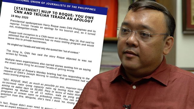 NUJP says Roque owes CNN Philippines, reporter an apology