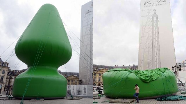 Angry Parisians deflate “butt-plug”  sculpture