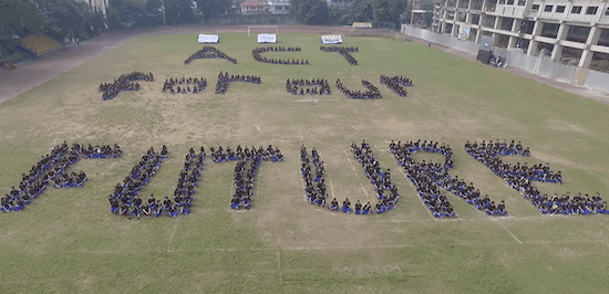 ACT NOW. Students from Rizal High School form a human banner to call on world leaders to agree on a deal that would mitigate the threats of climate change. Photo from Kalikasan PNE 