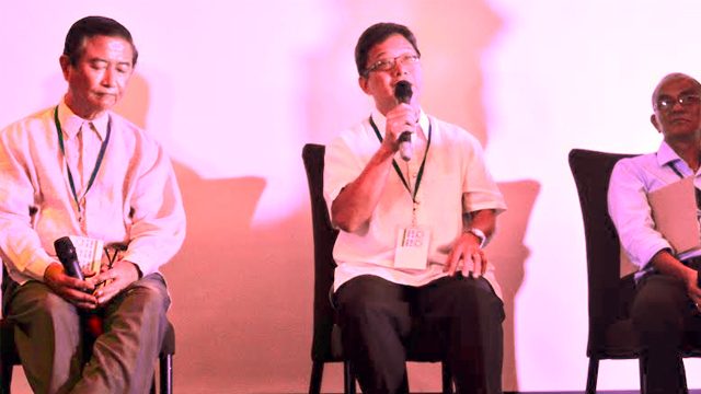 GREEN ARCHITECTURE. Architect Robert Mirafuente (middle) with agripreneur Arsenio Barcelona (left), and Engineer Arnel Alvarez (right) during the open forum at the 13th Green Forum organized by the Green Architecture Advocacy Philippines (Green AP), July 15. Picture by Tessa Barre/Rappler  