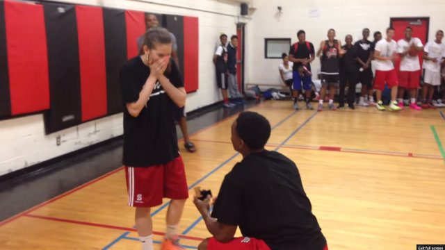 WATCH: Basketball player fakes injury to propose to girlfriend
