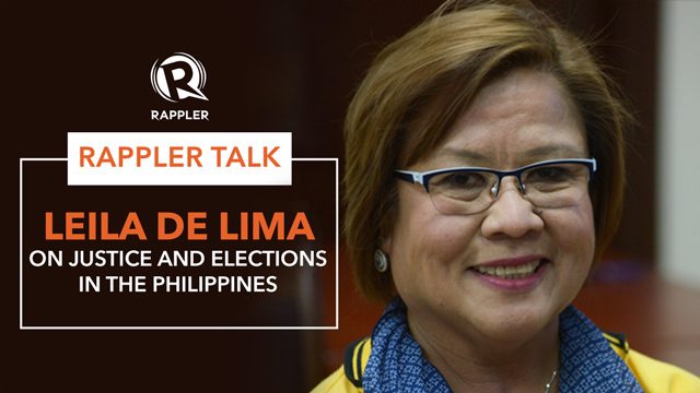 Rappler Talk: Leila de Lima on justice and elections in the Philippines
