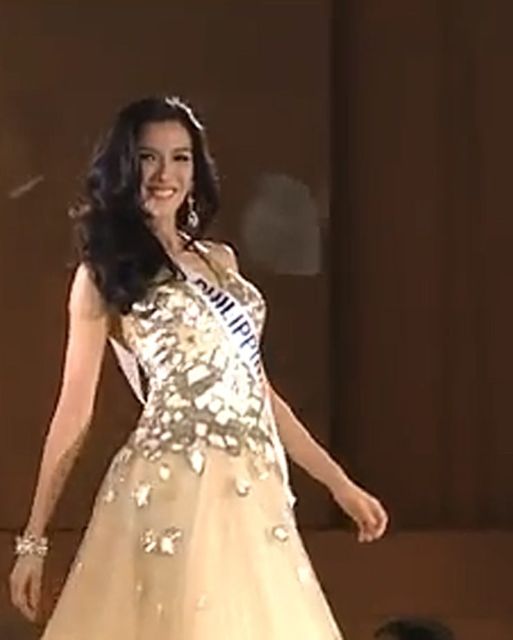 LONG GOWN COMPETITION. Bianca during the long gown portion of the competition.  Screengrab from Miss International livestream