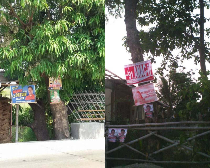 IN PHOTOS: Campaign materials hang from trees, electric wires in Pangasinan