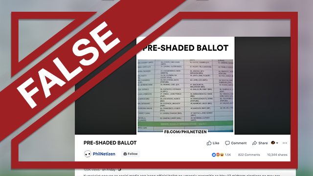 FALSE: 2019 election ballots are ‘pre-shaded’ with UV ink