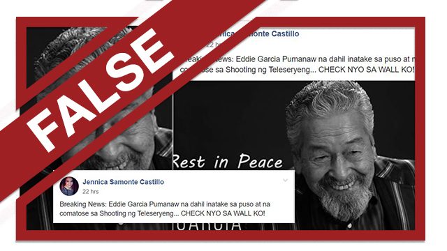 FALSE: Eddie Garcia dies of ‘heart attack’