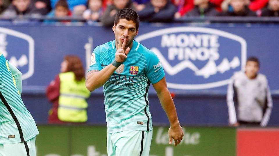 Luis Suarez menyumbang gol untuk Barcelona saat melawan Osasuna, pada 11 Desember 2016. Foto dari Facebook/FCBarcelona 