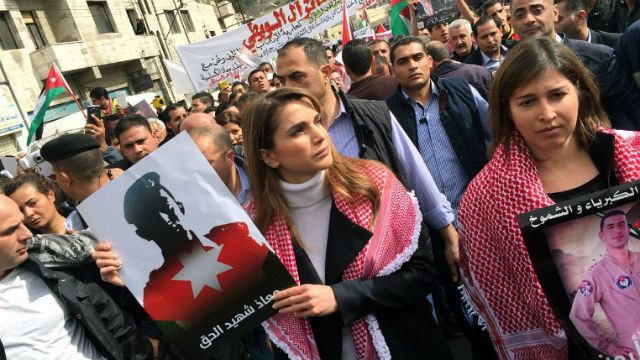 Jordan’s Queen Rania joins march for murdered pilot